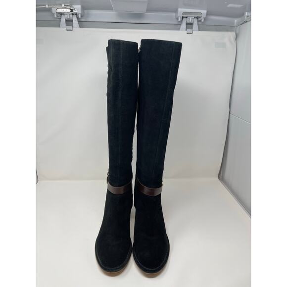 Clarks Shoes - Clarks Boots Women's Size 9.5M Spiced Flame Suede Side Zip Heel Tall Black